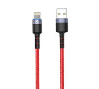 TELLUR Câble de données USB vers Lightning avec lumière LED, USB-A, 3A, 480 Mbps, Nylon, 1,2 m (rouge)