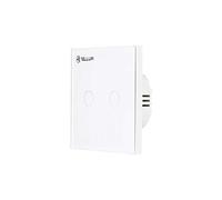 Tellur Interrupteur Tactile WiFi Smart, Application pour Smartphone, Compatible avec Alexa et Google Assistant, 2 Boutons Tactiles, Verre Trempé Blanc