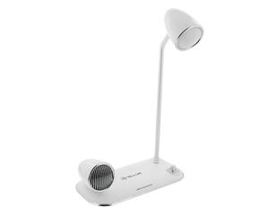 Tellur Nostalgia Chargeur de bureau sans fil 15 W, haut-parleur Bluetooth 5 W, lampe de bureau, blanc