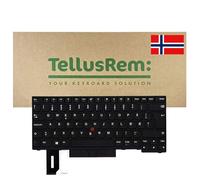 TellusRem Clavier de Remplacement Norvégienne Non rétroéclairé pour Lenovo Thinkpad T480s, T490, E490, L480, L490, L380, L390, L380 Yoga, L390 Yoga, E490, E480