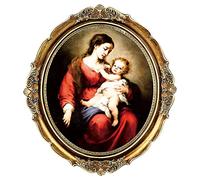 Tellyouwin Cadres photo ovales vintage - 33 x 38 cm - Avec façade en verre - Pour affichage photo et décoration d'intérieur - Doré antique