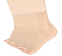 Telooco 10 Pairs Ankle Sheer Socks Nylon Pop Socks Silky Breathable Hosier Transparent Short Dress Stockings for Women