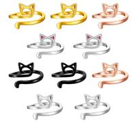 Telooco 10 Pièces Anneaux de Crochet Ajustables pour Tricoter, Crocheter et Guides-Fils Anneaux de Tension en Forme D'oreilles de Chat pour la Fête des Mères Thanksgiving Plus Encore (5 Couleurs)