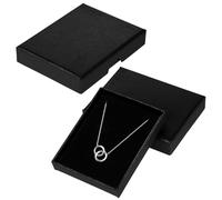 Telooco 2 Pièces Petite Boîte Cadeau à Bijoux avec Couvercle 7×9×1,6 cm Boîte à Bijoux Bracelet Collier Emballage de Bijoux Boîte Cadeau avec Couvercle Petite Boîte à Bijoux en Carton (Noir)