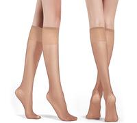 Telooco 4 Paires Chaussettes de Genou en Nylon Femmes Bas Hauts Transparentes 20D Chaussettes de Genou Fines Orteils Renforcés Souple Elastique pour Femmes et Filles (Couleur de Peau)