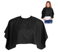 Telooco Châle de Coiffure pour Adulte Châle Court Imperméable pour Barbier Cape de Coupe de Cheveux pour Permanente et Teinture Châle de Coupe de Cheveux avec Sangle de Cou Réglable (Noir)