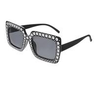 Telooco Retro Disco Sonnenbrille mit Dickem Rahmen Quadratisch Sonnenbrillen Damen Disco Brille Glitzer Strass Sonnenbrille Damen für Damen Herren 70er 80er Jahre Outfit Zubehör (Rosa/Noir)