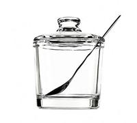 Telotela 1 sucrier classique en verre transparent avec couvercle, cuillère de service, salière, poivre, pot de rangement, pot d'assaisonnement, boîte à sucre, condiments, épices support pour la maison