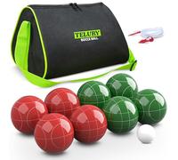 TELURY Lot de boules de pétanque de 100 mm - Taille et poids réglementaires pour pelouse, plage - Pour 2 à 8 joueurs (rouge et vert)