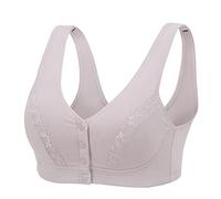 Telusu Soutien-Gorge De Coton for Personnes Âgées Femmes Arthrite Confort Fit Sleep Yoga Soutien-Gorge Au Quotidien Tops sous-vêtements D'été (Color : Purple-Gray, Size : 95B/42B)