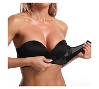 Telusu Soutiens-Gorge sans Bretelles Invisibles pour Femmes Soutien-Gorge Bandeau Push-up sans Coutures Demi-Soutien-Gorge sans Fil Robes Dos Nu Lingerie (Color : Black, Size : 85/38A)