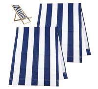 Temeemeg 2 pièces Tissu de Remplacement de Chaise à bandoulière 45x17 Pouces Tissu Remplacement Chaise Patio en Toile rayée Bleue et Blanche pour Bronzer Plage Jardin Camping pêche.