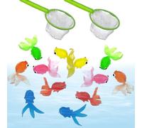 Temeemeg Ensemble de Jeu de pêche pour Enfants 14 pièces Jouets Bain pêche Jeux Piscine pour Baignoire Douche Eau Plage.