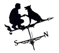 Temeemeg Girouette Homme Chien girouette décorative Jardin Cour indicateur de Direction du Vent ..