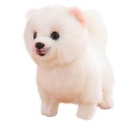 Temeemeg Peluche de Poméranie Mignonne Simulation d'animal en Peluche de Poméranie réaliste pour Chien 25, 4 x 22, 9 cm, Jouet pour Chien rempli Coton pour Filles, Blanc.