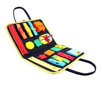 Temeemeg Planche occupée pour Tout-Petits, Jouets sensoriels pour Les Tout-Petits, Les Enfants apprennent à s'habiller Bricolage avec des Boutons zippés, des Boucles et Une Cravate.