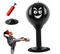 Temeemeg Sac de Boxe de Bureau avec Ventouse Forte et Pompe Sac Vitesse Bureau Portable avec Sourire maléfique Soulagement du Stress Boxe pour employé Adultes Enfants...