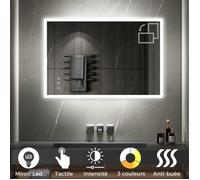 TEMEO Miroir LED lumineux fonctions tactiles + antibuée Dimensions - 90 x 120 cm