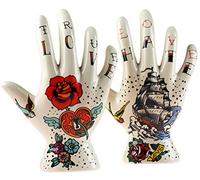 Temerity Jones Lot de 2 tatouages décoratifs en forme de main de chiromancie - Motif Love Hate