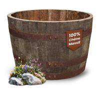Temesso Demi-tonneau, Pot de Fleur Original d'un Baril à Whisky (Nature sans Extras)