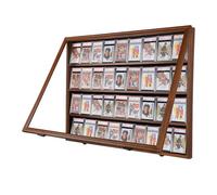 Temgee Vitrine à 36 cartes de baseball - Verrouillable - Support mural avec protection UV et porte en acrylique pour cartes de baseball, basketball, football, hockey - Noyer