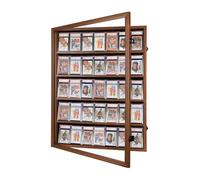 Temgee Vitrine pour 35 cartes de baseball - Verrouillable - Support mural avec protection UV et porte en acrylique pour cartes de baseball, basketball, football, hockey - Noyer
