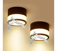 Temgin Plafonnier Spot Salle de Bain IP65 Noir Plafond Saillie Plafonnière Couloir Entree, LED 12W Blanc Chaud Rond Plafonier sans Perçage IRC82 Luminaire Design Épuré 230V Couloir Exterieur Lot de 2