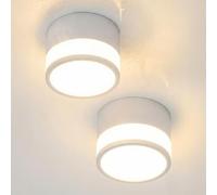 Temgin Plafonnier Spot Salle de Bain IP65 Plafond Saillie Plafonnière Couloir Entree, LED 12W Blanc Chaud Rond Plafonier sans Perçage IRC82 Luminaire Design Épuré 230V Couloir Exterieur Ø10cm Lot de 2
