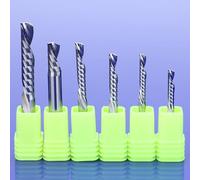 Temhyu 10 pièces 3.175/4/5/6/8mm tige gauche fraise en spirale coupe vers le bas une cannelure routeur peu CNC fraise en carbure fraise(10Pcs 6x22)