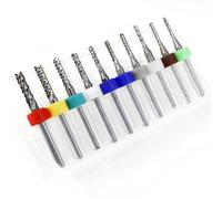 Temhyu 10 pièces 3.175mm 1/8 "tige PCB dents de maïs fraise en bout mèches de gravure CNC routeur Bits ensemble fraise carbure outils de fraisage(1.7mm 10Pcs)