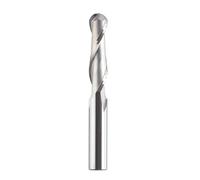 Temhyu Fraise à bout sphérique en carbure à tige de 3.175mm 4mm 6mm, 2 cannelures R0.5-R4.0, mèche de routeur for le bois et l'aluminium CNC(W2B-R1.0-L08)