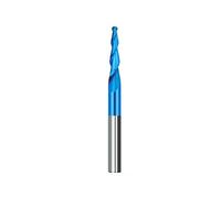 Temhyu Fraise à tige de 6mm 8mm, 2 cannelures, nez de boule conique, rayon de R0.25-R2.0mm, mèche de routeur CNC for graveur de bois CNC, mèche de sculpture(NANO BLUE Coated,R1.0x20xD6x50)