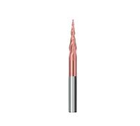 Temhyu Fraise à tige de 6mm 8mm, 2 cannelures, nez de boule conique, rayon de R0.25-R2.0mm, mèche de routeur CNC for graveur de bois CNC, mèche de sculpture(TICN Coated,R1.0x30.5xD6x75)