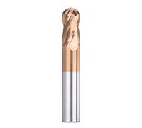 Temhyu Fraise à tige en carbure à 4 cannelures, outil de fraisage CNC, mèche de routeur en spirale for métal, cuivre et acier R1.0-R8.0, 6mm, 8mm, 10mm(TiCN Coated,R0.5x1x2x50x4D)