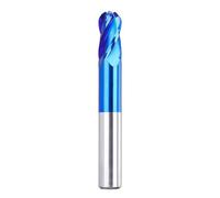 Temhyu Fraise à tige en carbure à 4 cannelures, outil de fraisage CNC, mèche de routeur en spirale for métal, cuivre et acier R1.0-R8.0, 6mm, 8mm, 10mm(Nano Blue Coated,R0.5x1x2x50x4D)