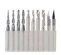 Temhyu Mèches de gravure en carbure massif CNC, tige de 3.175mm 6.35mm 6mm, fraise, ensemble de menuiserie, mèches de routeur(3.175mm set-10pcs)