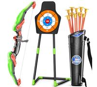 TEMI Bow and Arrow Set for Kids with LED Lights-Archery Set with 10 Suction Cup Arrows, Quivers & Standing Target, Outdoor Toys for Kids Boys & Girls Ages 3-12 Years Old