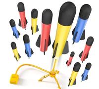 TEMI Lanceur de fusées pour enfants, 12 fusées en mousse et tapis de lancement Stomp, lancement jusqu'à 30 m, jouets d'extérieur pour tout-petits, cadeau d'anniversaire pour garçons et filles âgés de