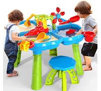 TEMI Table d'Eau 4 en 1 - Jouet de Sable et d'Eau pour Enfants - 32 Pièces - Bac à Sable - Activité d'Été pour l'Extérieur et la Plage - Table pour Filles et Garçons