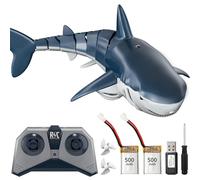 TEMI Télécommande de requin jouet de haute simulation, lumière et eau pulvérisée pour lac, bain, piscine, cadeau d'anniversaire, bateau RC, 6 ans