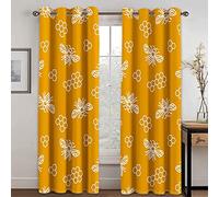 TEMLAN Abeille Dessin Animé Jaune Occultant Rideaux Ruche d'ailes D'insectes Panneau de Rideau pour Adulte Et Enfant Rideaux À Oeillets Rideaux Occultants Salon Cuisine 265x215cm