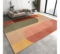 TEMLAN Tapis de Salon Boho Coloré Géométrique Lavable Tapis Rétro Rose Orange pour intérieur Salon Bureau dortoir Jardin Cuisine 140 x 200 cm