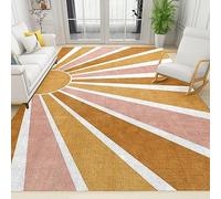 TEMLAN Tapis de Salon Boho Soleil Arc-en-Ciel Lavable Tapis Géométrie Abstraite du Milieu du Siècle pour intérieur Salon Bureau dortoir Jardin Cuisine 140 x 200 cm