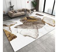 TEMLAN Tapis de Salon Feuille d'or Moderne du Milieu du Siècle Lavable Tapis Pierre De Marbre Aquarelle pour intérieur Salon Bureau dortoir Jardin Cuisine 140 x 200 cm