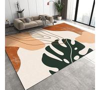 TEMLAN Tapis de Salon Feuilles De Palmier De Simplicité Rétro Moyen-âge Lavable Tapis Art Bohème pour intérieur Salon Bureau dortoir Jardin Cuisine 140 x 200 cm
