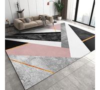 TEMLAN Tapis de Salon Gris Blanc Rose Noir Marbre Tapis DéCoratif Marbre d'or Rose pour Le Dortoir de La Chambre Doux Et Confortable Tapis 180 x 240 cm