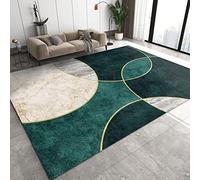 TEMLAN Tapis de Salon Marbre Dégradé Vert émeraude Lavable Tapis Géométrie Irrégulière Abstraite pour intérieur Salon Bureau dortoir Jardin Cuisine 140 x 200 cm