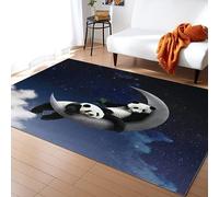 TEMLAN Tapis de Salon Mignon, Panda, étoile, Lune Tapis Chambre Panda Drôle Se Trouve sur La Lune pour Décor de Cuisine Et de Salle à Manger 80 x 150 cm