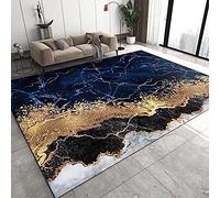 TEMLAN Tapis de Salon Texture De Marbre Noir Et Or Tapis DéCoratif Faux Liquide De Texture De Pierre pour Le Dortoir de La Chambre Doux Et Confortable Tapis 180 x 240 cm