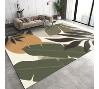 TEMLAN Tapis Salon Feuille De Palmier Simple Tapis DéCoratif Plante Blanche Soleil pour Les salles de réunion, la Chambre à Coucher, Le Bureau et Le Salon 120 x 180 cm